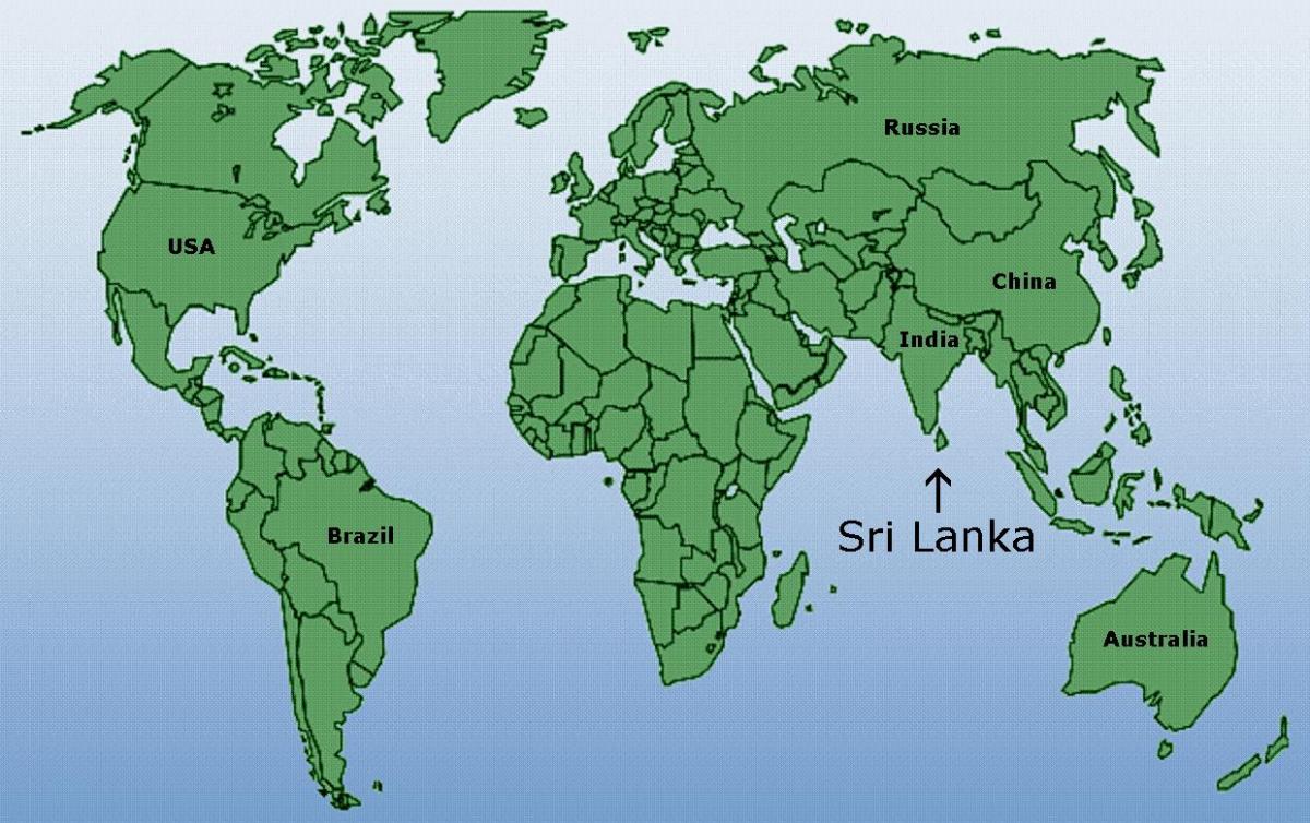Ceylon placering verden kort
