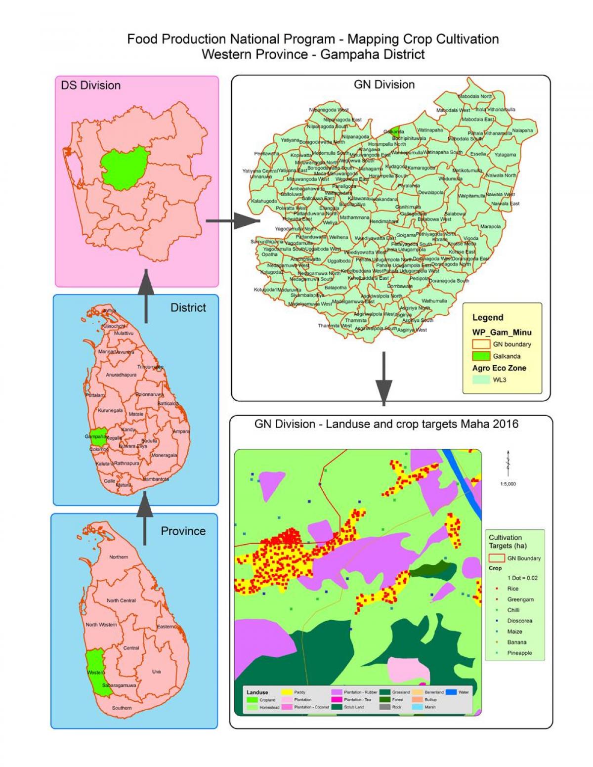 kort over gn division kort Sri Lanka