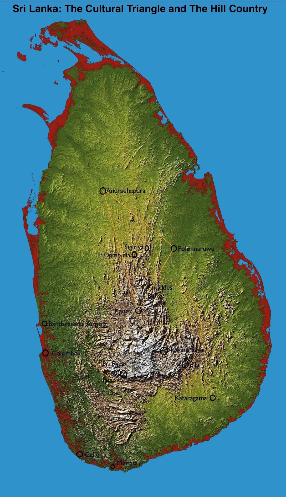 kort over bakken land Sri Lanka