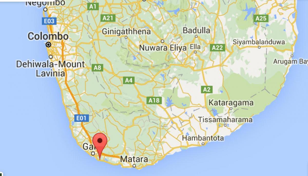  kort over den sydvestlige Sri Lanka