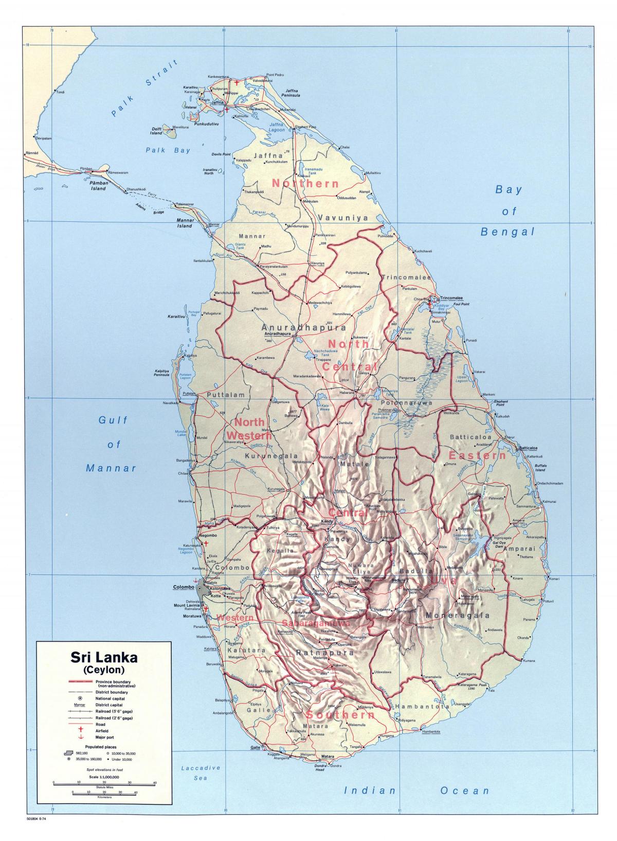 kort Sri Lanka med byer