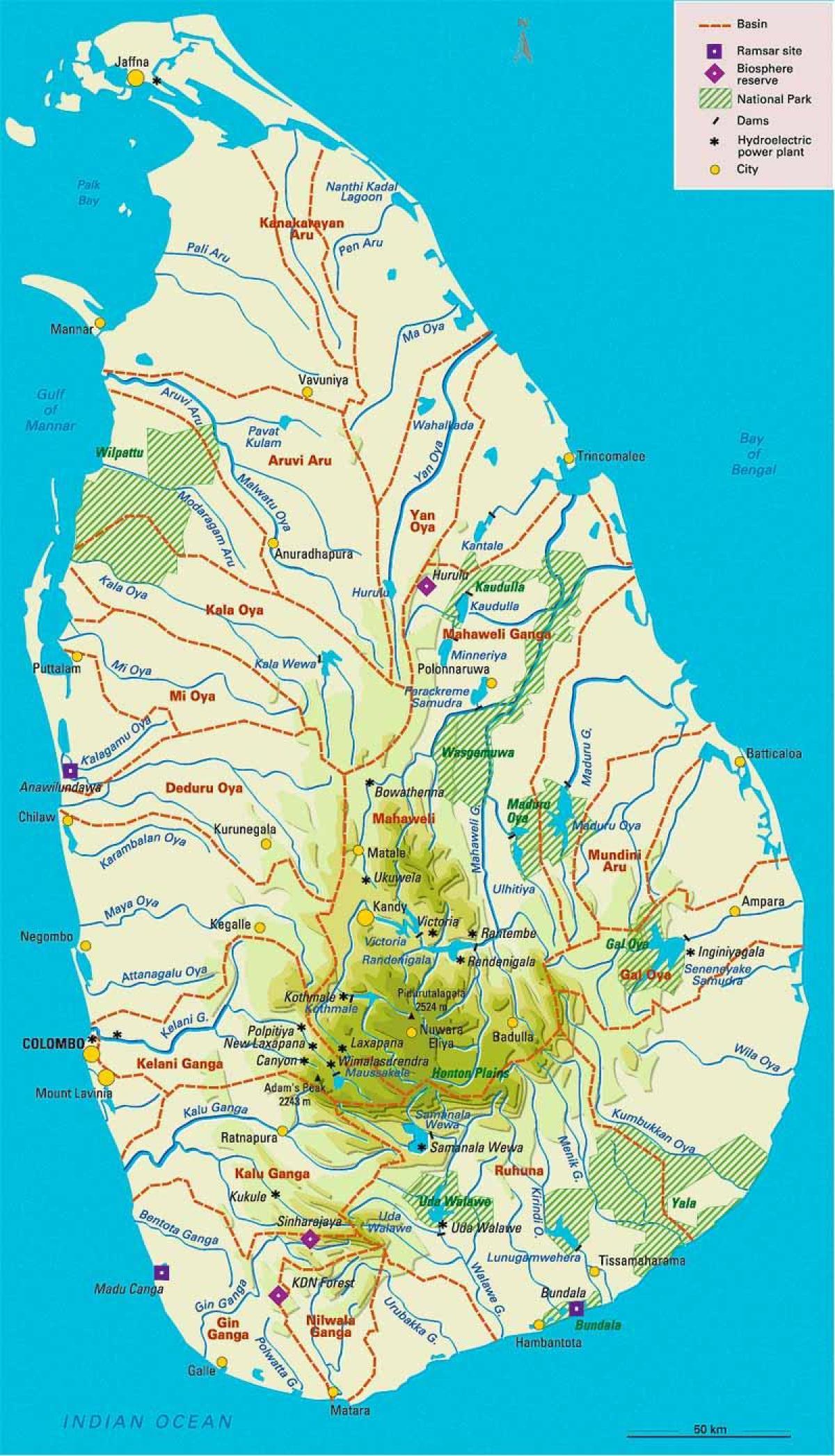 kort Sri Lanka geografi