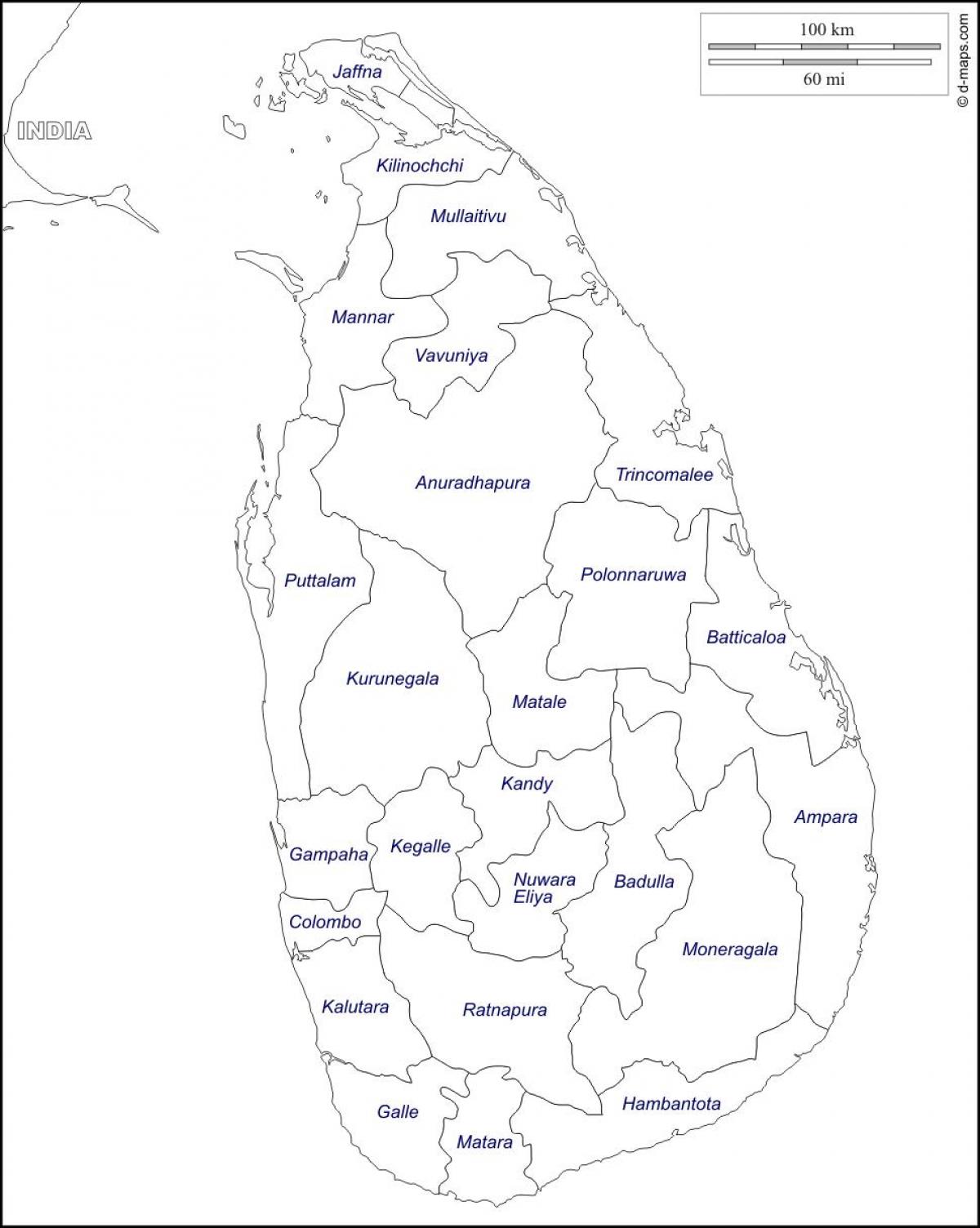 Sri Lanka kort tegning