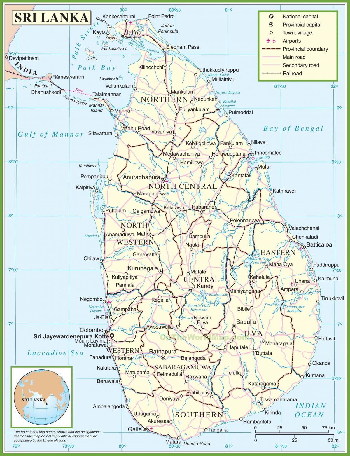 kort Sri Lanka politiske