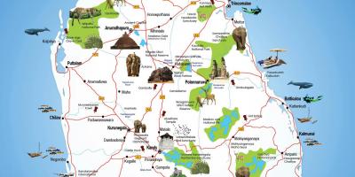 Turist steder i Sri Lanka kort