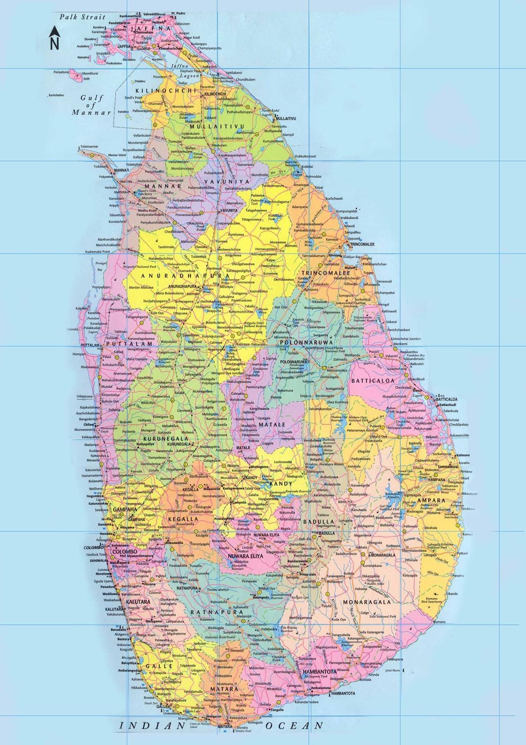 Sri Lanka kilometer kort