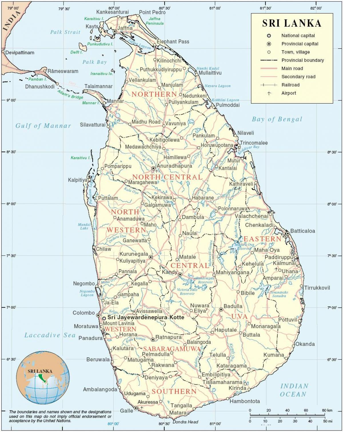 Sri Lanka kort hd