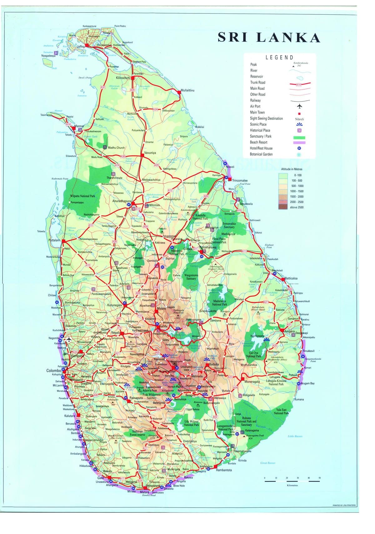 kort Sri Lanka transport