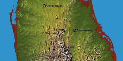 Kort over bakken land Sri Lanka