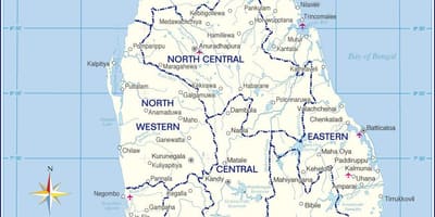Kort af internationale lufthavne i Sri Lanka