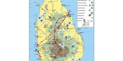 Kort af symboler i Sri Lanka