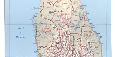 Kort Sri Lanka med byer