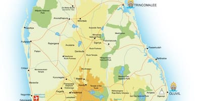 Sri Lanka interessepunkter kort