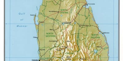 Kort Sri Lanka veje med kilometer