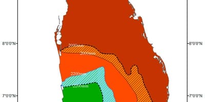 Sri Lanka klima zone kort