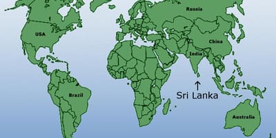 Sri Lanka placering på verdenskortet