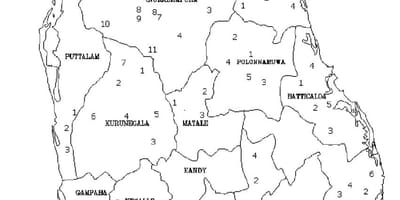Kort over Sri Lanka, kort sort og hvid