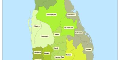 Distriktet på Sri Lanka kort