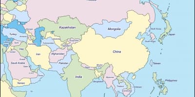 Kort Sri Lanka og de omkringliggende lande