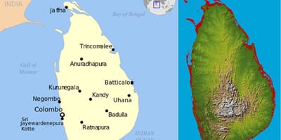 Kort Sri Lanka topografisk