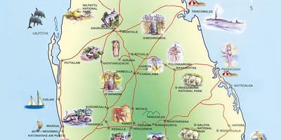Turistattraktioner Sri Lanka kort
